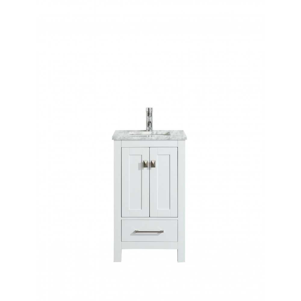 Eviva London 30" x 18" White Transitional Bathroom Vanity w/ White Carrara Top