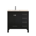 Eviva London 36" x 18" Espresso Transitional Bathroom Vanity w/ Crema Marfil Top