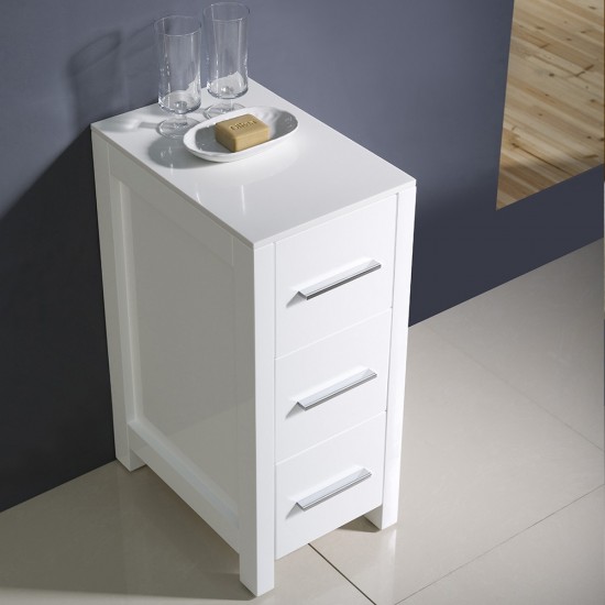 Fresca Torino 12" White Bathroom Linen Side Cabinet