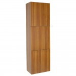 Fresca Teak Bathroom Linen Side Cabinet w/ 3 Large Storage Areas