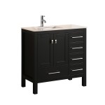 Eviva London 36" x 18" Espresso Transitional Bathroom Vanity w/ Crema Marfil Top