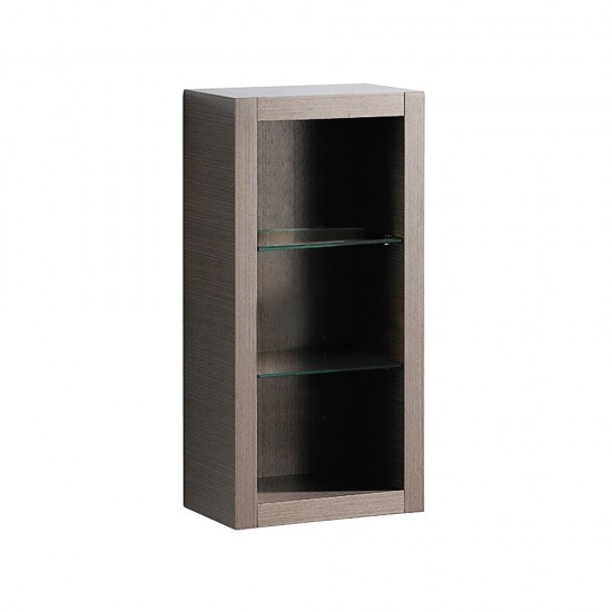 Fresca Allier Gray Oak Bathroom Linen Side Cabinet w/ 2 Glass Shelves