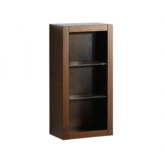 Fresca Allier Wenge Brown Bathroom Linen Side Cabinet w/ 2 Glass Shelves