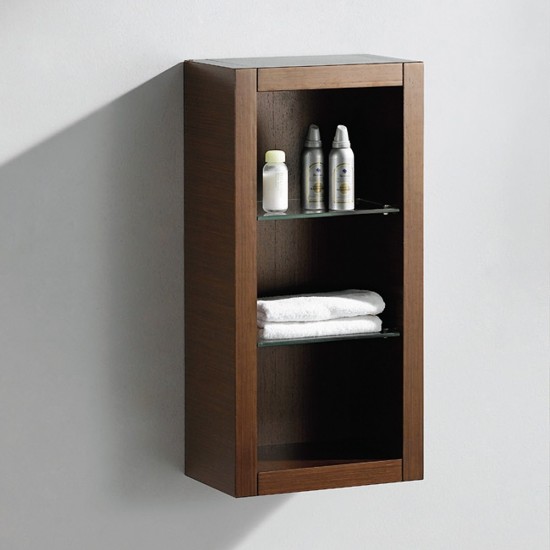 Fresca Allier Wenge Brown Bathroom Linen Side Cabinet w/ 2 Glass Shelves