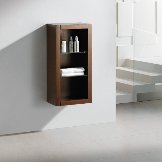 Fresca Allier Wenge Brown Bathroom Linen Side Cabinet w/ 2 Glass Shelves