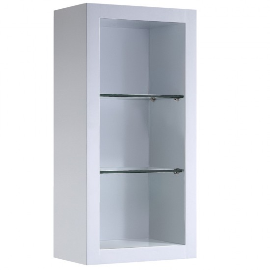 Fresca Allier White Bathroom Linen Side Cabinet w/ 2 Glass Shelves