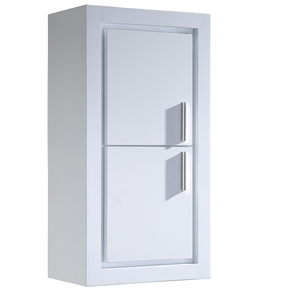 Fresca Allier White Bathroom Linen Side Cabinet w/ 2 Doors