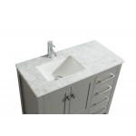 Eviva London 36" x 18" Gray Transitional Bathroom Vanity w/ White Carrara Top