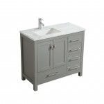 Eviva London 36" x 18" Gray Transitional Bathroom Vanity w/ White Carrara Top