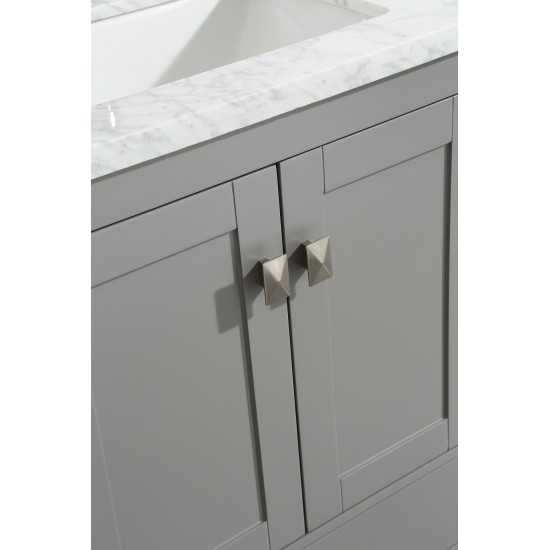 Eviva London 36" x 18" Gray Transitional Bathroom Vanity w/ White Carrara Top