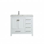 Eviva London 36" x 18" White Transitional Bathroom Vanity w/ White Carrara Top