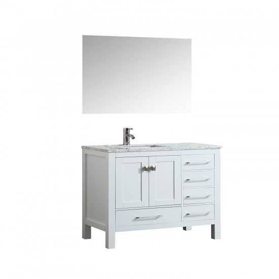 Eviva London 38" x 18" White Transitional Bathroom Vanity w/ White Carrara Top