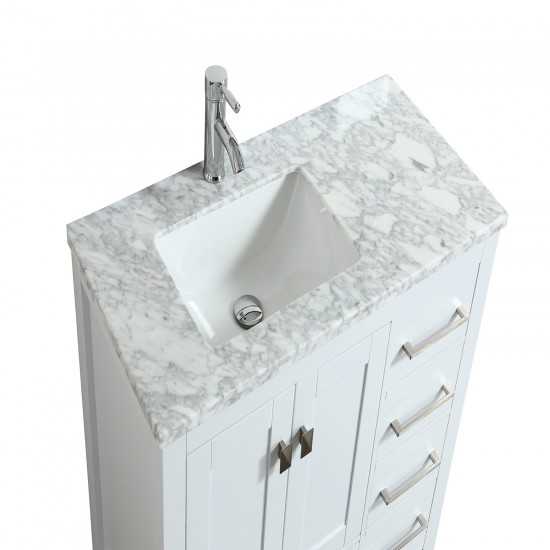 Eviva London 38" x 18" White Transitional Bathroom Vanity w/ White Carrara Top