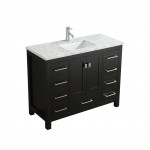 Eviva London 42" x 18" Espresso Transitional Bathroom Vanity w/ White Carrara Top