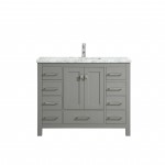 Eviva London 42" x 18" Gray Transitional Bathroom Vanity w/ White Carrara Top