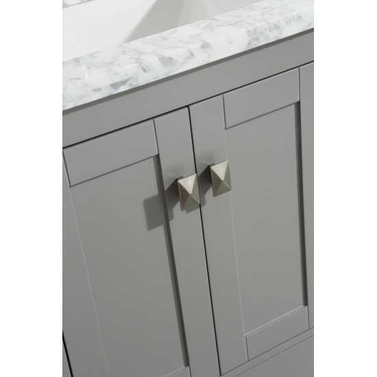 Eviva London 42" x 18" Gray Transitional Bathroom Vanity w/ White Carrara Top