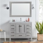 Eviva London 42" x 18" Gray Transitional Bathroom Vanity w/ White Carrara Top