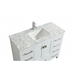 Eviva London 42" x 18" White Transitional Bathroom Vanity w/ White Carrara Top