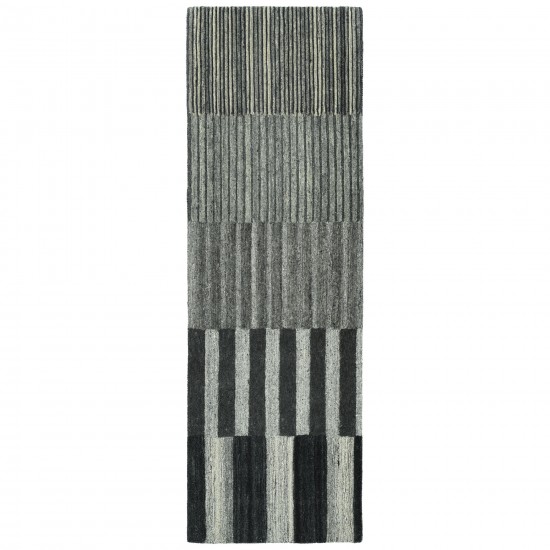 Kaleen Alzada Collection Charcoal Black Runner 2'6" x 8'