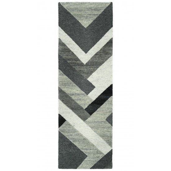 Kaleen Alzada Collection Charcoal Silver Runner 2'6" x 8'