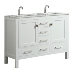 Eviva London 48" x 18" White Transitional Double Sink Bathroom Vanity w/ White Carrara Top