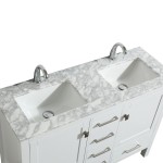 Eviva London 48" x 18" White Transitional Double Sink Bathroom Vanity w/ White Carrara Top