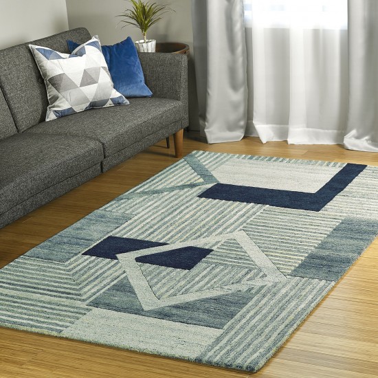 Kaleen Alzada Collection Blue Ivory Throw Rug 2' x 3'