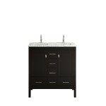 Eviva London 60" x 18" Espresso Transitional Double Sink Bathroom Vanity w/ White Carrara Top