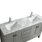 Eviva London 60" x 18" Gray Transitional Double Sink Bathroom Vanity w/ White Carrara Top