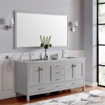 Eviva London 60" x 18" Gray Transitional Double Sink Bathroom Vanity w/ White Carrara Top