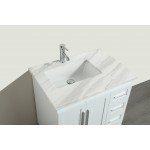 Eviva Loon 30" White Transitional Bathroom Vanity w/ White Carrara Marble Countertop & Long Handles