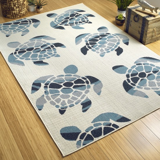 Kaleen Amalie Collection Ivory LtBlue Throw Rug 1'9" x 3'