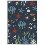 Kaleen Amalie Collection Navy LtBlue Throw Rug 1'9" x 3'