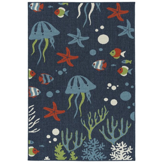 Kaleen Amalie Collection Navy LtBlue Throw Rug 1'9" x 3'