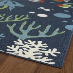 Kaleen Amalie Collection Navy LtBlue Throw Rug 1'9" x 3'