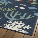 Kaleen Amalie Collection Navy LtBlue Throw Rug 1'9" x 3'