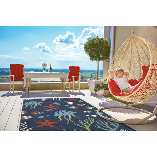 Kaleen Amalie Collection Navy LtBlue Area Rug 7'2" x 10'5"