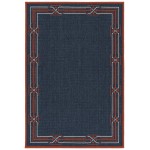 Kaleen Amalie Collection Navy Tangerine Throw Rug 1'9" x 3'