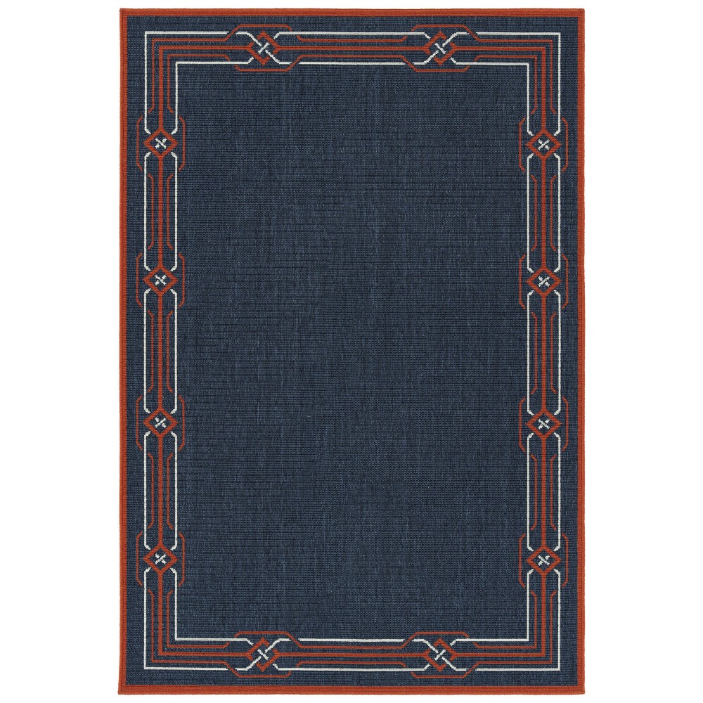 Kaleen Amalie Collection Navy Tangerine Throw Rug 1'9" x 3'