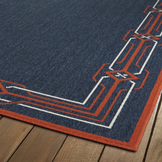 Kaleen Amalie Collection Navy Tangerine Throw Rug 1'9" x 3'