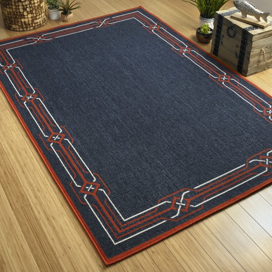 Kaleen Amalie Collection Navy Tangerine Throw Rug 1'9" x 3'