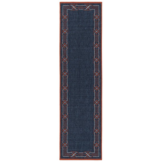 Kaleen Amalie Collection Navy Tangerine Throw Rug 1'9" x 3'