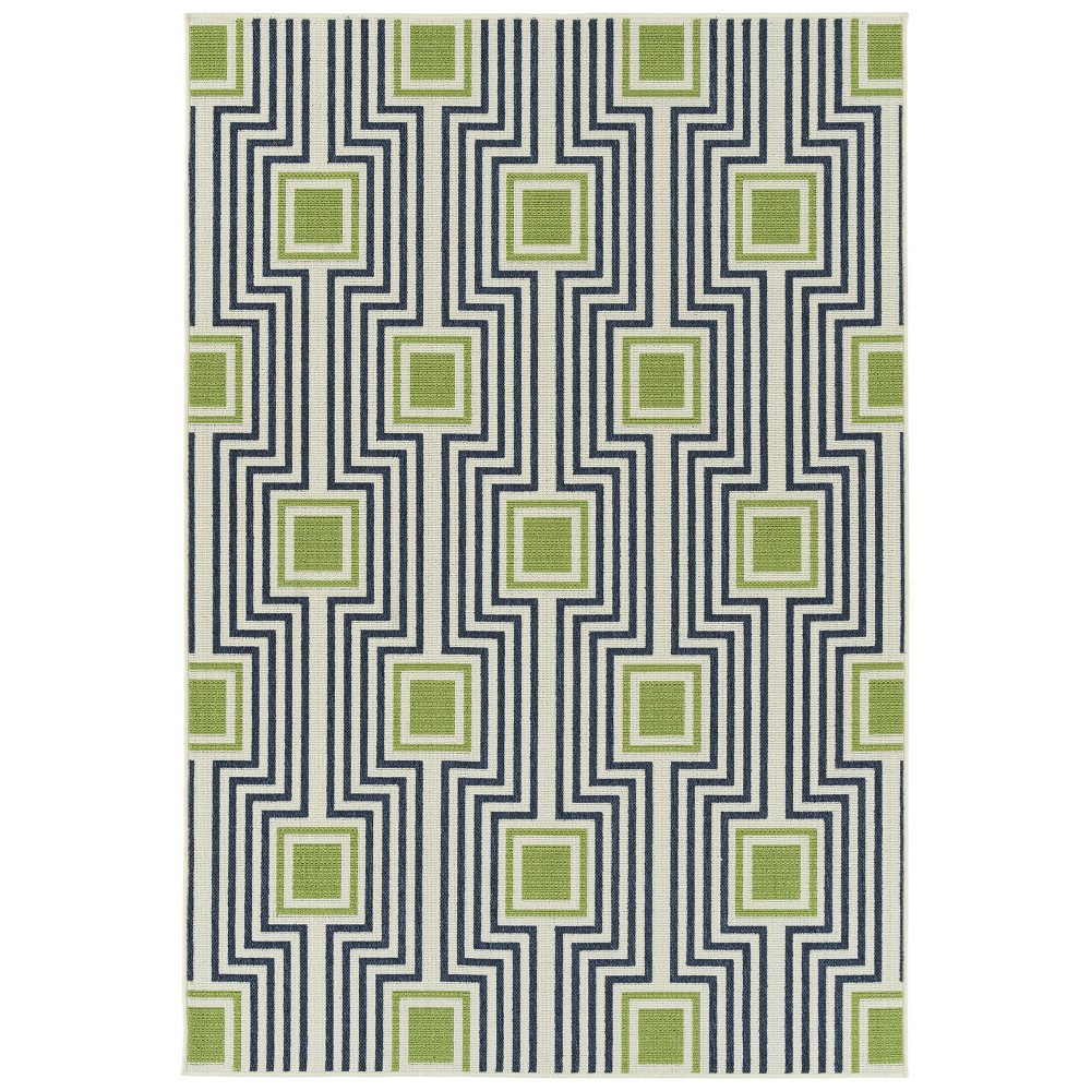 Kaleen Amalie Collection Navy LimeGreen Runner 2'2" x 8'