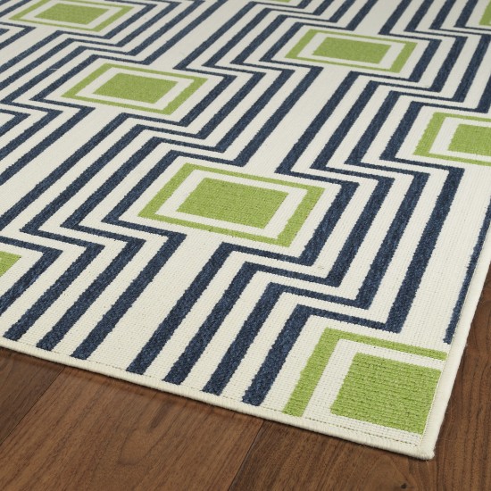 Kaleen Amalie Collection Navy LimeGreen Runner 2'2" x 8'