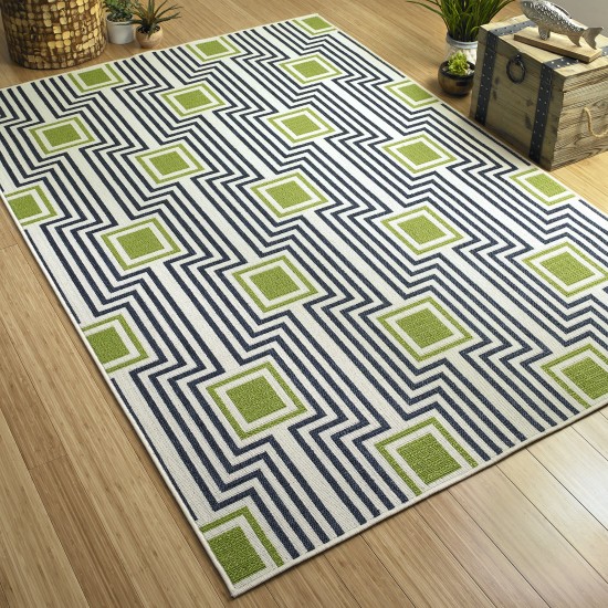 Kaleen Amalie Collection Navy LimeGreen Runner 2'2" x 8'