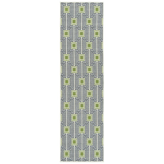 Kaleen Amalie Collection Navy LimeGreen Runner 2'2" x 8'