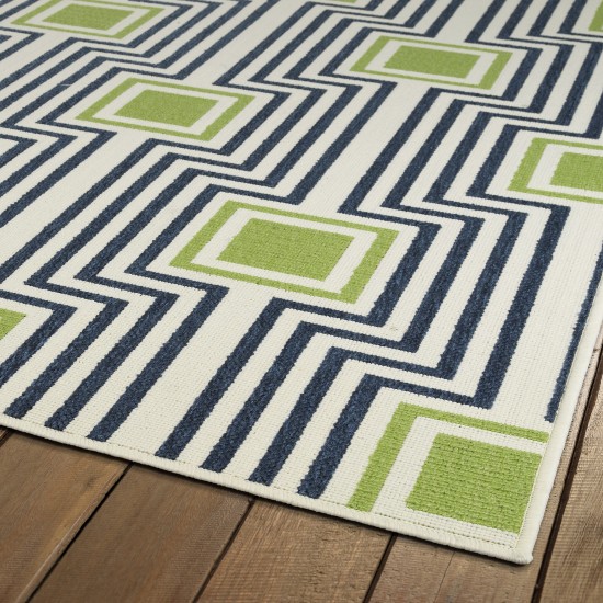 Kaleen Amalie Collection Navy LimeGreen Runner 2'2" x 8'