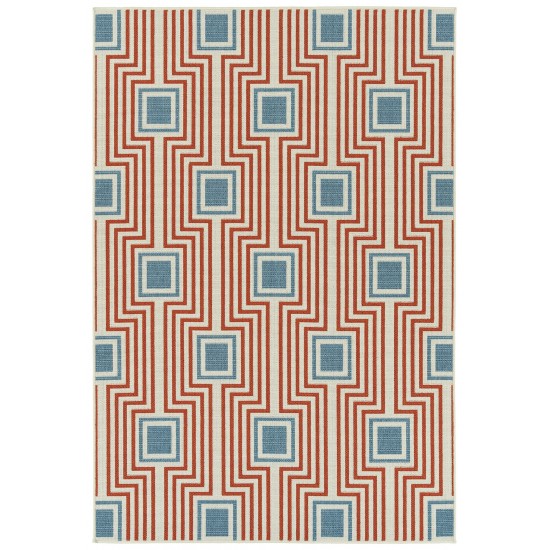 Kaleen Amalie Collection Tangerine LtBlue Throw Rug 1'9" x 3'