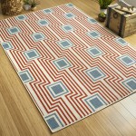 Kaleen Amalie Collection Tangerine LtBlue Runner 2'2" x 8'