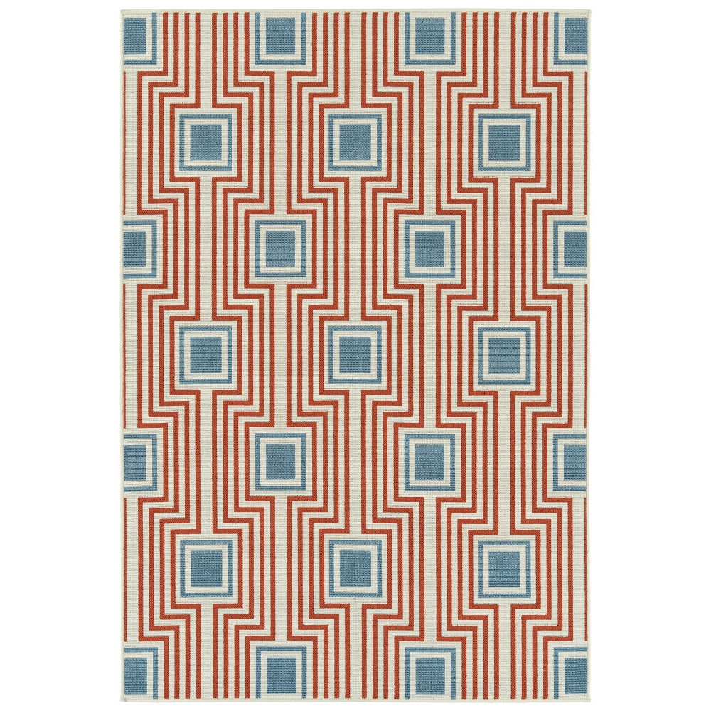 Kaleen Amalie Collection Tangerine LtBlue Area Rug 5' x 7'6"